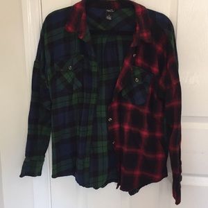 half and half colored flannel